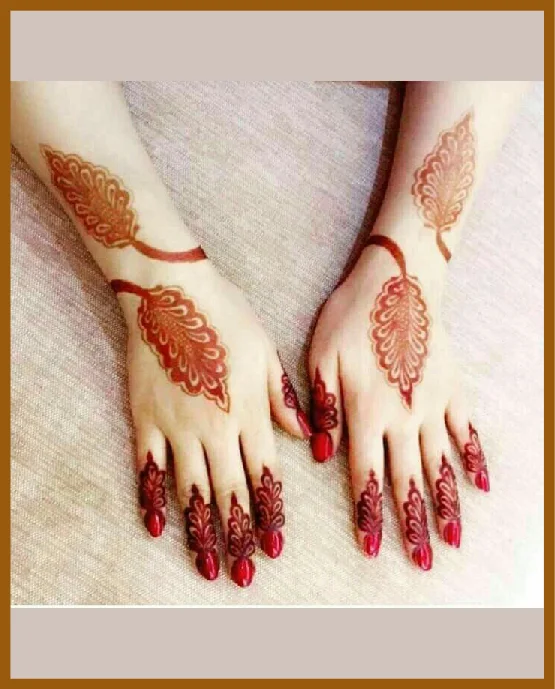 Traditional Aesthetic Back Hand With Bold Leaves Asthetic Back Hand Mehndi Design